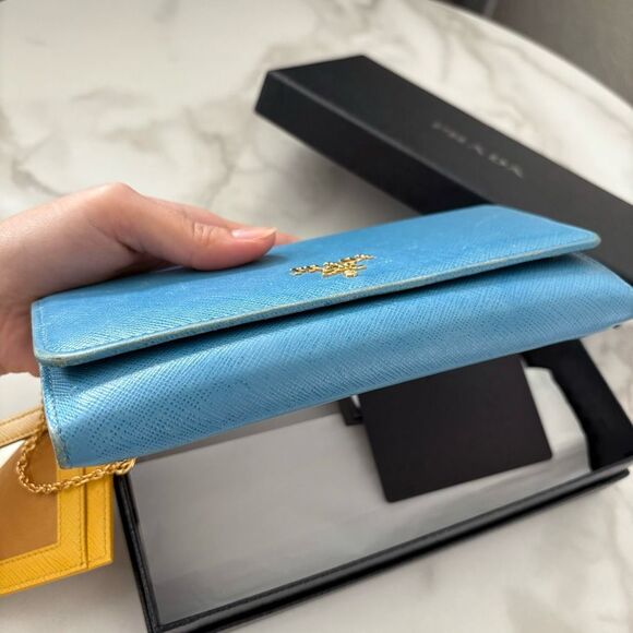 Prada Milano 2in1 Blue Long Wallet with Authenticity Card and Box - Picture 7 of 15